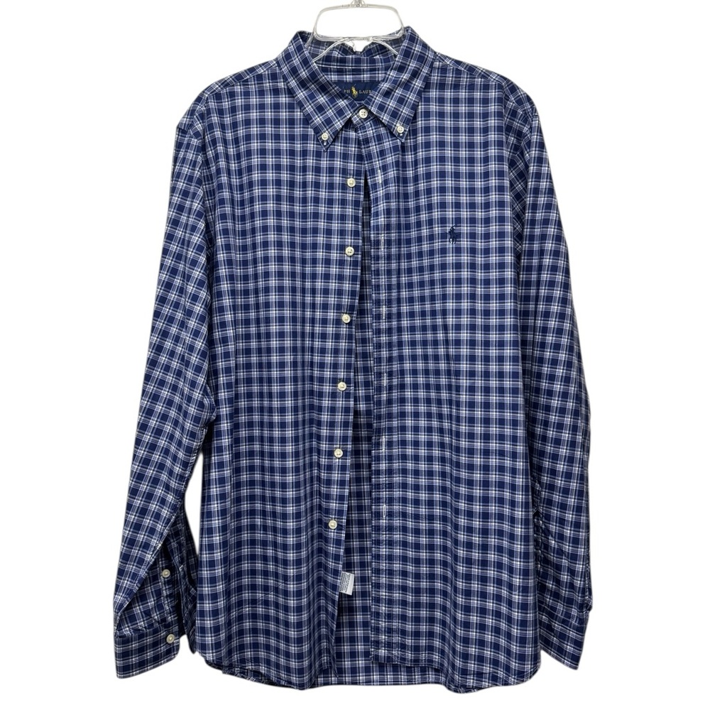 Men's Ralph Lauren Blue Checkered Shirt XL